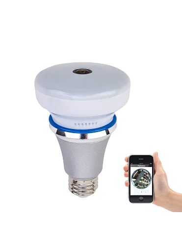 新到货 CCTV 1080P WiFi 安全鱼眼安全摄像头灯泡隐藏式应用程序控制手机监控 LED 灯