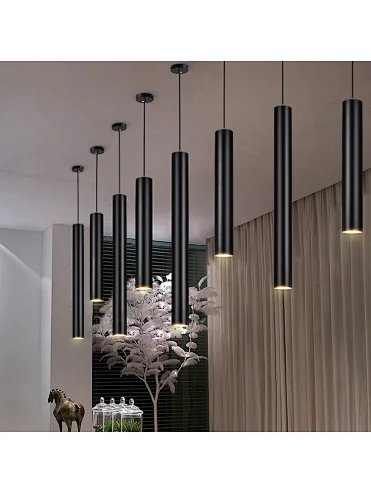 Modern Contemporary Tube Metal LED Pendant Lights Dining Room Kitchen Island