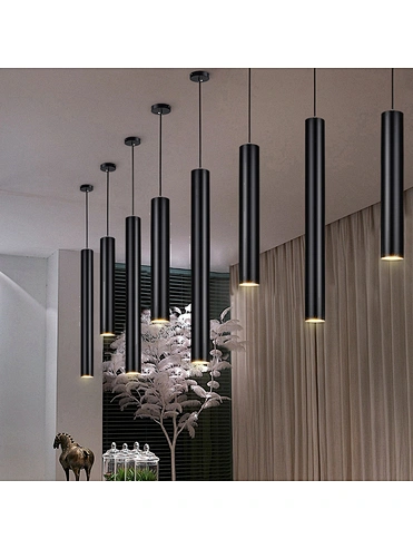 Moderno Contemporâneo Tubo de Metal Luzes Pendentes LED Sala de Jantar Cozinha Ilha
