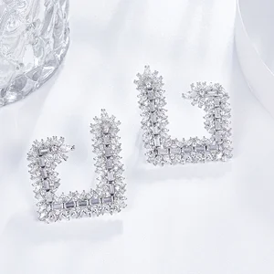 925 silver Earrings jewelry factory,Fashion earrings bling,cooper cz imitation fine jewelry,