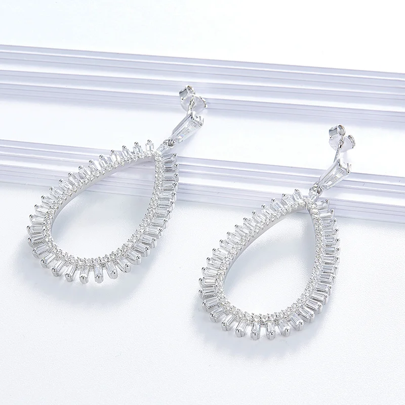 925 sterling silver earring,bling earrings,cooper cz imitation fine jewelry,