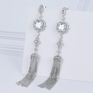 Zircon earrings long tassels jewelry,925 sterling silver,Fashion beautiful,missg jewelry