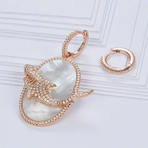 925 silver shark shell earrings jewelry,A B hipster fashion accessories,Marine animals jewelry,