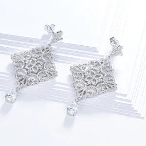 925 sterling silver diamond earrings,designer earrings,dangle earrings,www.missgjewelry.com