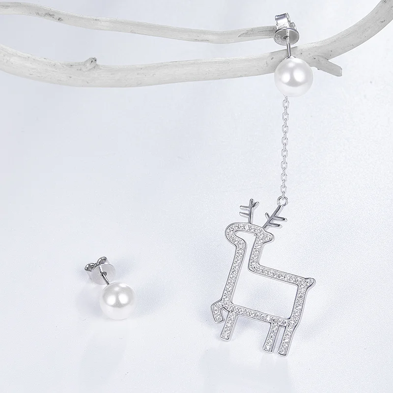 deer earrings,925 sterling silver earrings,Stud earrings,Christmas decorations,silver earrings jewellery,