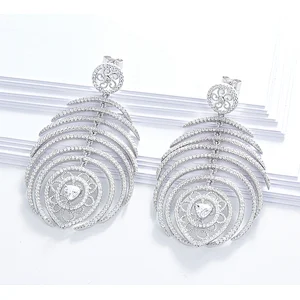 USA Feather earrings bling,925 silver jewelry,jewelry making supplies,missg jewelry factory china