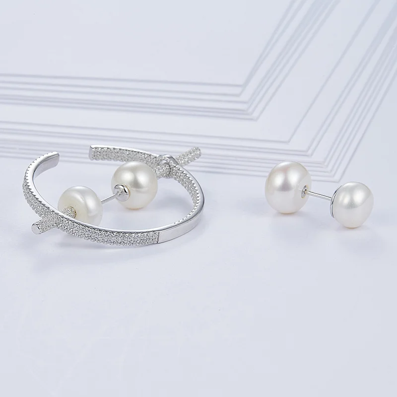 starship designer earrings,clip on earrings,925 silver pearl zircon earrings bling bling,