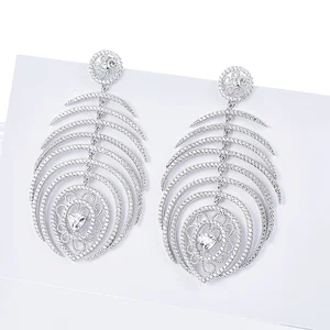 USA Feather earrings bling,925 silver jewelry,jewelry making supplies,missg jewelry factory china