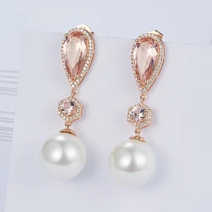 crystal earrings,925 silver pearl zircon earrings,cooper cz imitation fine jewelry