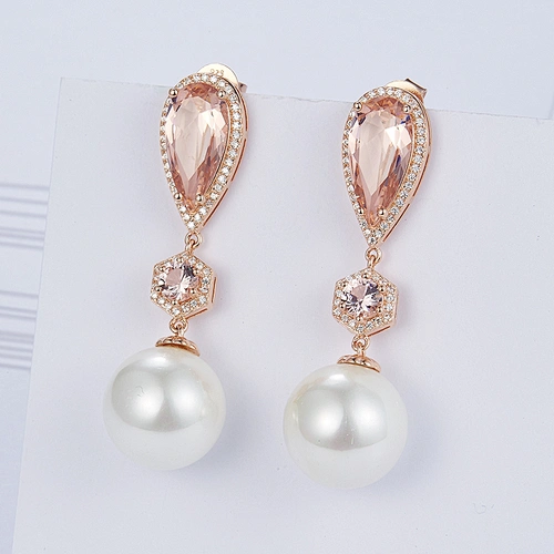 crystal earrings,925 silver pearl zircon earrings,cooper cz imitation fine jewelry