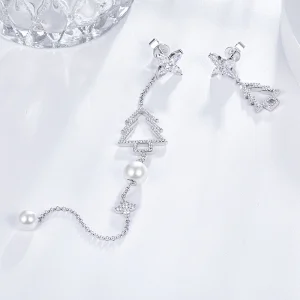 Christmas party earrings,Christmas tree earrings,925 sterling silver earrings