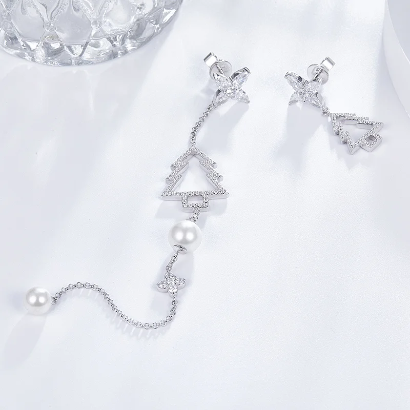Christmas party earrings,Christmas tree earrings,925 sterling silver earrings