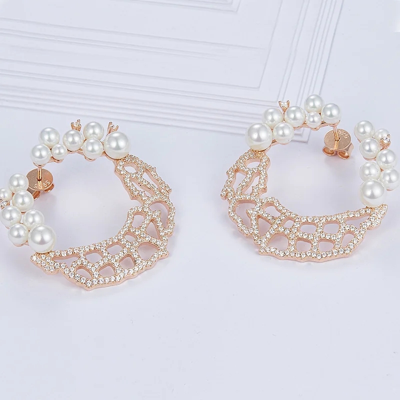 925 silver pearl earrings,rose gold earrings,jewelry manufacturers,