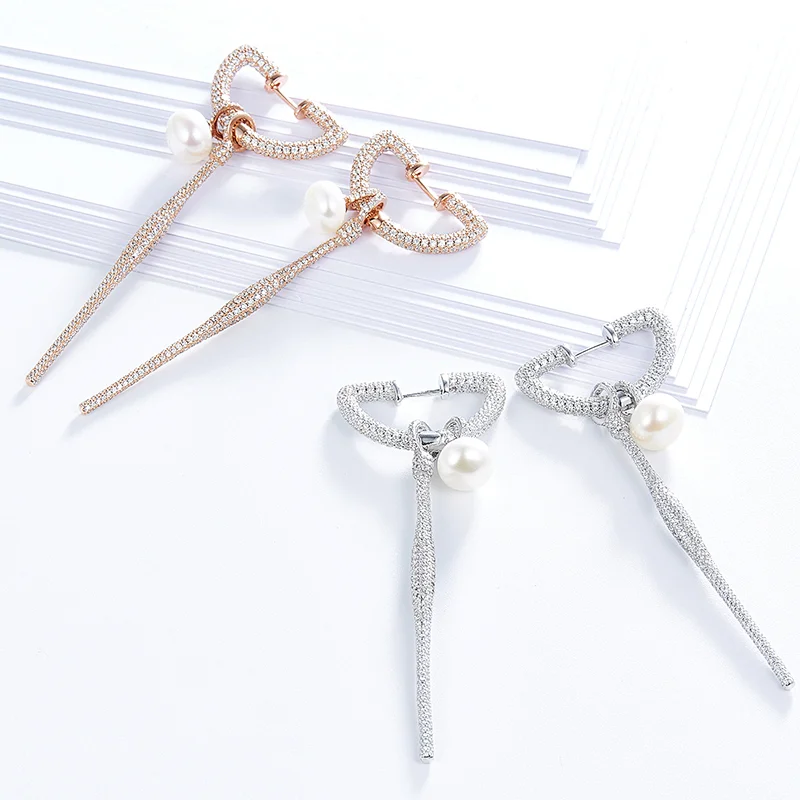 designer earrings,designer jewelry,pearl earrings jewelry,925 sterling silver jewelry,Inlay zircon bling
