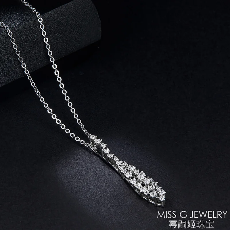 Manufacturer Direct Selling S925 Silver Necklace Drop Sample Zircon-Inserted Silver Jewelry Manufacturer Wholesale Agent