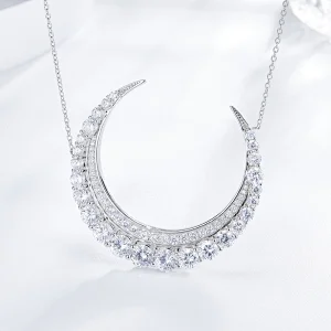 Crescent inlaid Zircon Necklace large jewelry factory,OEM/ODM Jewelry Trade processing customized,Wholesale jewelry manufacturer