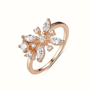 Customized 925 Silver Rose-gold Zircon Fashion Winter Flower Ring Batch Customization