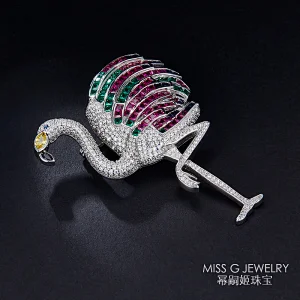 Coloured Swan Brooch large jewelry factory,OEM/ODM Jewelry Trade processing customized,Wholesale jewelry manufacturer
