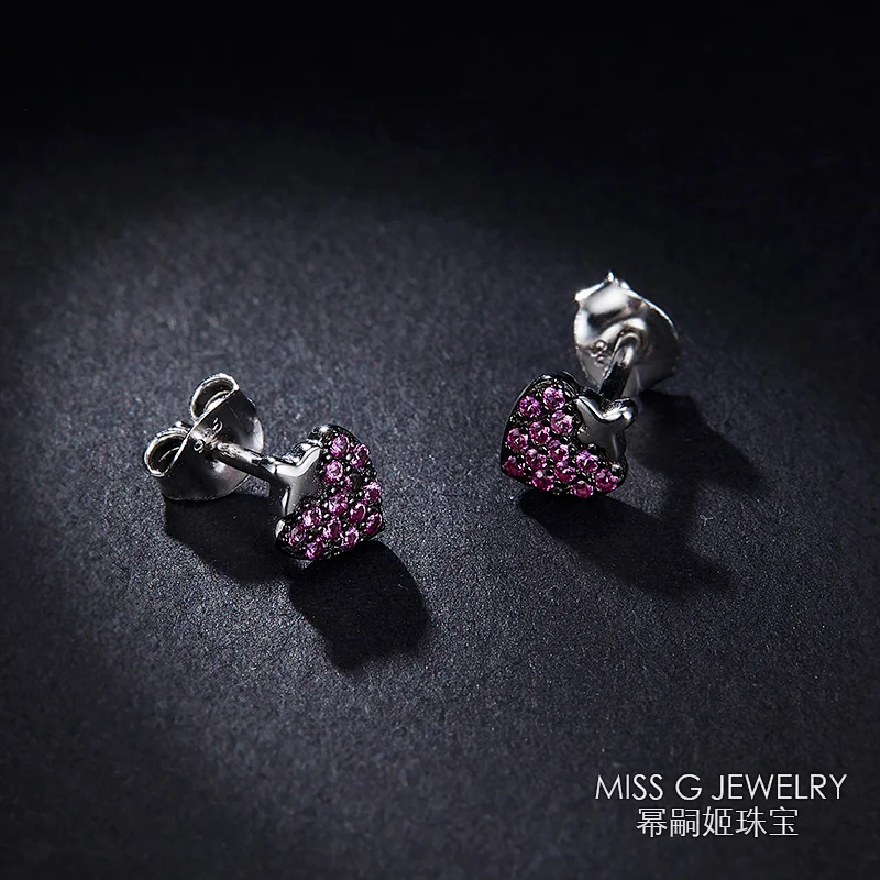 New Fashion 925 Silver Earrings Strawberry Ruby Style large jewelry factory,OEM/ODM Jewelry Trade processing customized,Wholesale jewelry manufacturer