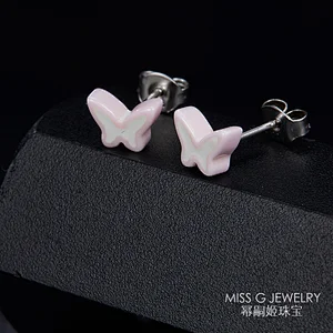 Pink Butterfly Earrings large jewelry factory,OEM/ODM Jewelry Trade processing customized,Wholesale jewelry manufacturer