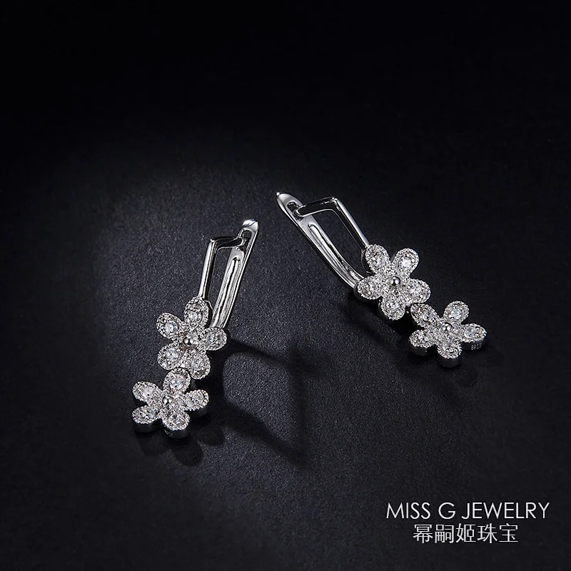 S925 Silver Five-petal Flower Earrings large jewelry factory,OEM/ODM Jewelry Trade processing customized,Wholesale jewelry manufacturer