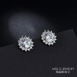 zircon sterling silver earrings large jewelry factory,OEM/ODM Jewelry Trade processing customized,Wholesale jewelry manufacturer