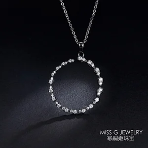 Hot-selling S925 Silver Pendant geometric circular zircon-inlaid necklace pendant jewelry factory custom batch
