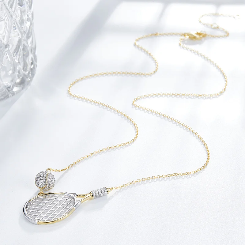 Tennis racket Pendant Necklace large jewelry factory,OEM/ODM Jewelry Trade processing customized,Wholesale jewelry manufacturer