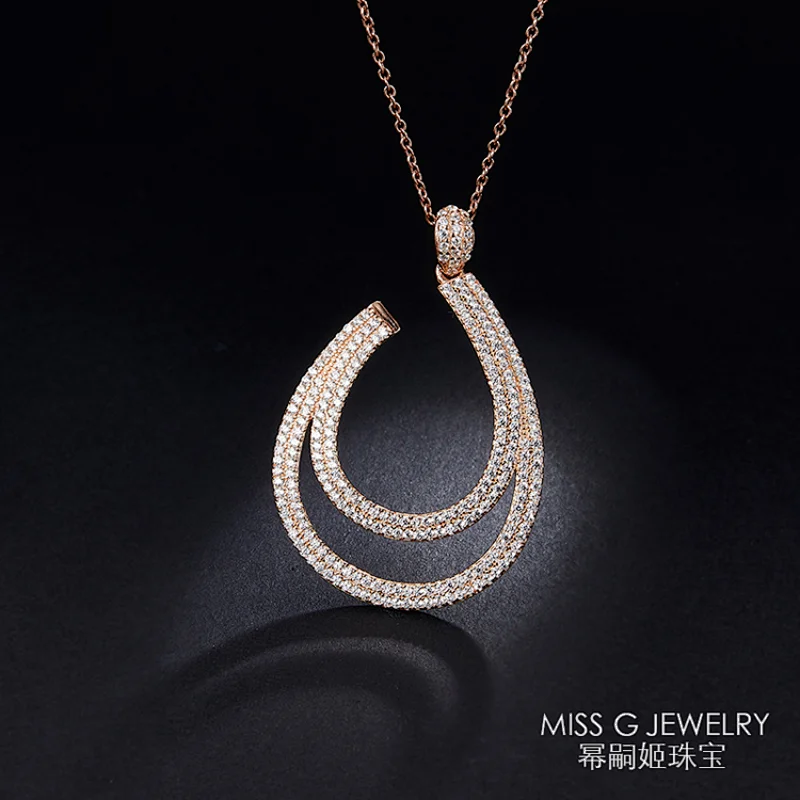 Zircon Rose Gold S925 Silver Pendant Trendy Pendant