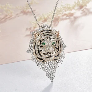 Zircon pendant inlaid in tiger head large jewelry factory,OEM/ODM Jewelry Trade processing customized,Wholesale jewelry manufacturer