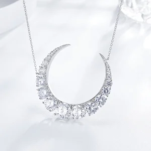 Crescent inlaid Zircon Necklace large jewelry factory,OEM/ODM Jewelry Trade processing customized,Wholesale jewelry manufacturer