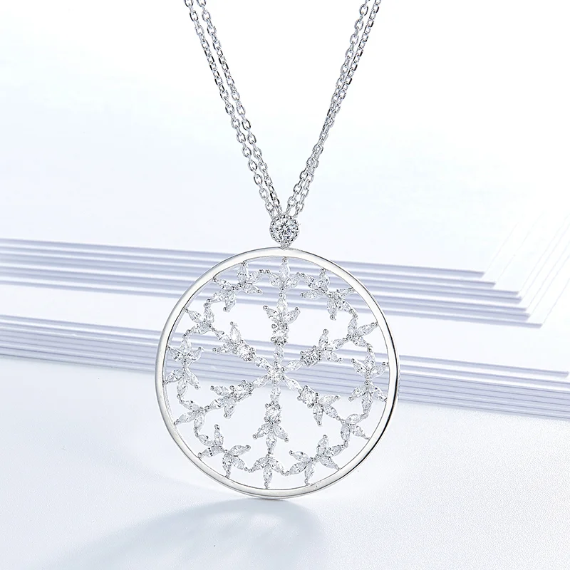 Circular snowflake pendant large jewelry factory,OEM/ODM Jewelry Trade processing customized,Wholesale jewelry manufacturer