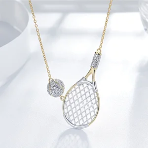 Tennis racket Pendant Necklace large jewelry factory,OEM/ODM Jewelry Trade processing customized,Wholesale jewelry manufacturer