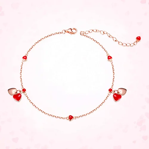 925 silver heart-shaped accessory foot chain large jewelry factory,OEM/ODM Jewelry Trade processing customized,Wholesale jewelry manufacturer