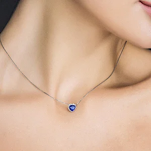 925 Silver Sapphire Pendant large jewelry factory,OEM/ODM Jewelry Trade processing customized,Wholesale jewelry manufacturer
