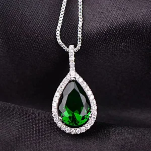 925 Silver Emerald Pendant large jewelry factory,OEM/ODM Jewelry Trade processing customized,Wholesale jewelry manufacturer