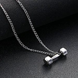 925 silver dumbbell Pendant Necklace large jewelry factory,OEM/ODM Jewelry Trade processing customized,Wholesale jewelry manufacturer