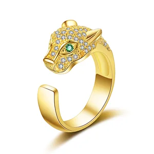 925 silver leopard head ring large jewelry factory,OEM/ODM Jewelry Trade processing customized,Wholesale jewelry manufacturer