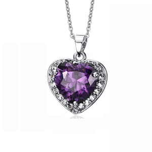 Heart shaped Amethyst Pendant large jewelry factory,OEM/ODM Jewelry Trade processing customized,Wholesale jewelry manufacturer