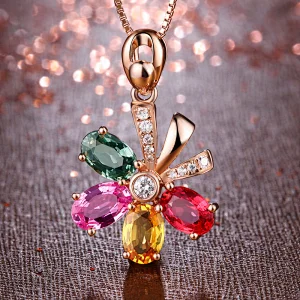 Rose gold flower color stone pendant large jewelry factory,OEM/ODM Jewelry Trade processing customized,Wholesale jewelry manufacturer