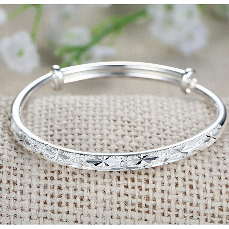 999 Sterling Silver frosted car flower fashion women's Bracelet large jewelry factory,OEM/ODM Jewelry Trade processing customized,Wholesale jewelry manufacturer