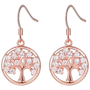 925 silver rose gold plant Earrings large jewelry factory,OEM/ODM Jewelry Trade processing customized,Wholesale jewelry manufacturer