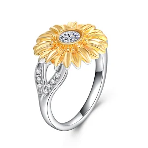 925 silver sunflower ring large jewelry factory,OEM/ODM Jewelry Trade processing customized,Wholesale jewelry manufacturer