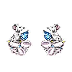 Original manuscript design jewelry mouse Earrings 925 Silver large jewelry factory,OEM/ODM Jewelry Trade processing customized,Wholesale jewelry manufacturer