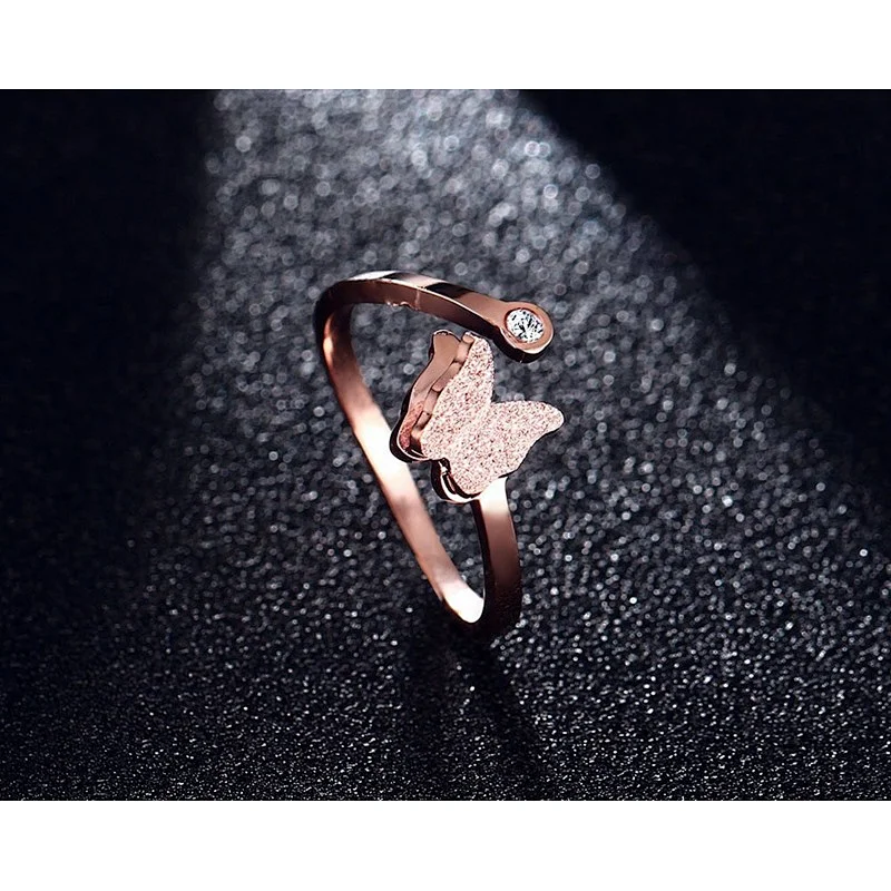 Rose Gold Butterfly Ring large jewelry factory,OEM/ODM Jewelry Trade processing customized,Wholesale jewelry manufacturer