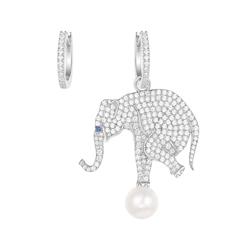 European and American diamond inlaid White Gold Elephant Pearl Earrings large jewelry factory,OEM/ODM Jewelry Trade processing customized,Wholesale jewelry manufacturer
