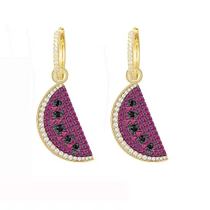 Red black zircon watermelon Earrings large jewelry factory,OEM/ODM Jewelry Trade processing customized,Wholesale jewelry manufacturer