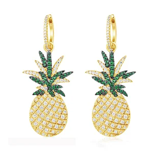 Fashion personality pineapple set with Zircon Earrings large jewelry factory,OEM/ODM Jewelry Trade processing customized,Wholesale jewelry manufacturer