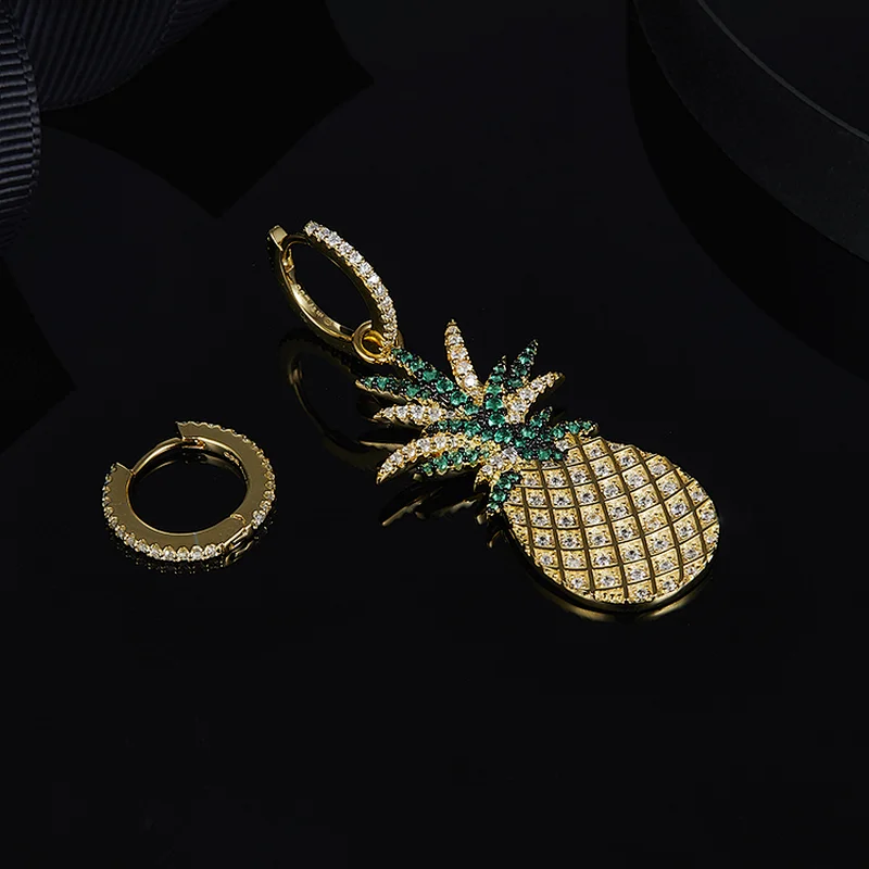 Fashion personality pineapple set with Zircon Earrings large jewelry factory,OEM/ODM Jewelry Trade processing customized,Wholesale jewelry manufacturer