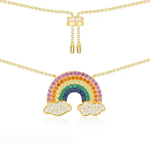 S925 brass plated rainbow Pendant Necklace women's stone inlay large jewelry factory,OEM/ODM Jewelry Trade processing customized,Wholesale jewelry manufacturer